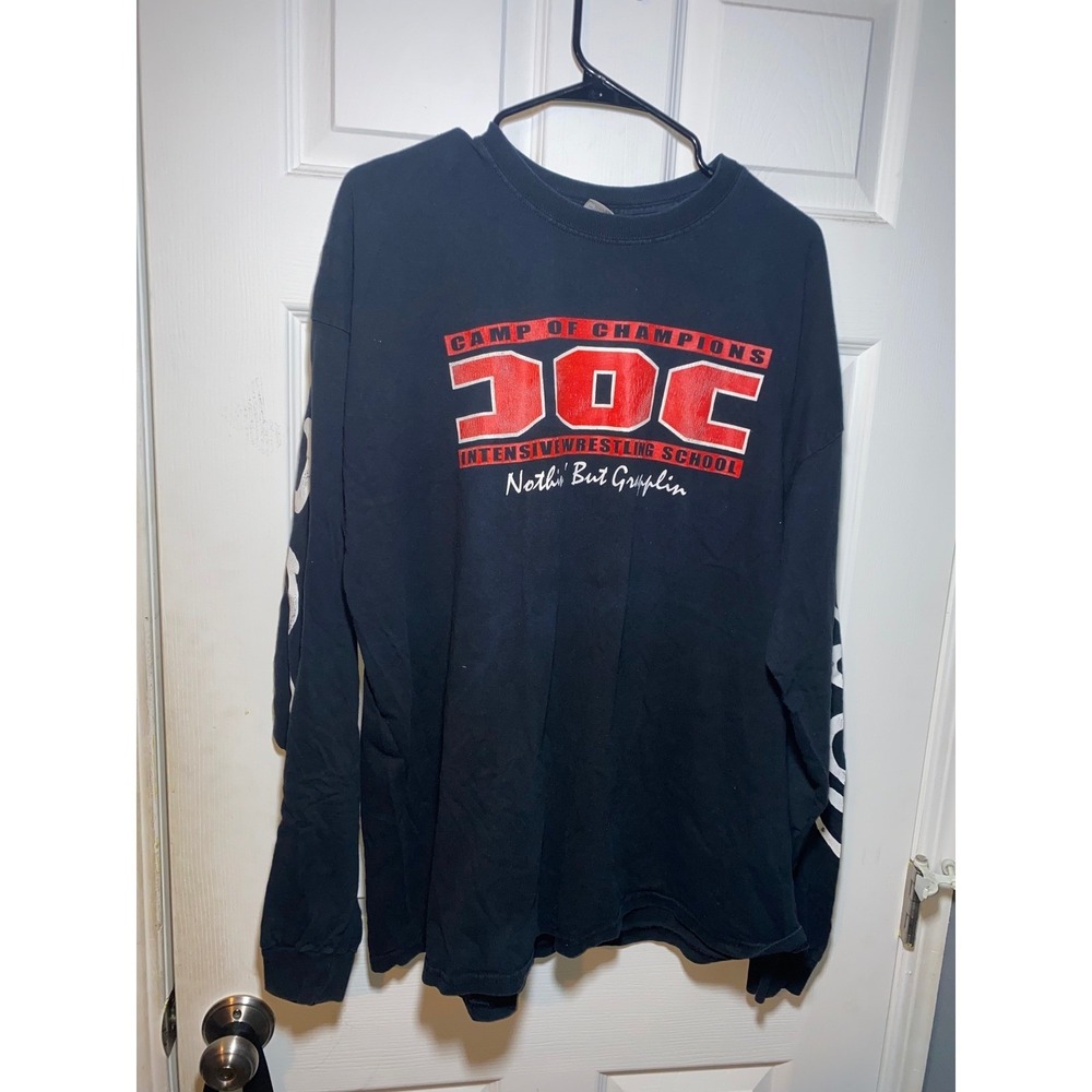 Gildan Camp of Champions Wrestling Coach Shirt Mens 2XL Black Long Sleeve 2010